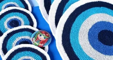 Kit Sousplat e Porta Copo Olho Grego em Crochê
