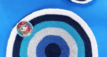 Kit Sousplat e Porta Copo Olho Grego em Crochê