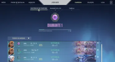 CONTA DIAMANTE, COM SKINS BEM RARAS E MMR ALTA!!!