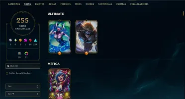 Unranked com TODOS os Champs e 255 Skins ( ADC / SUP / JG )