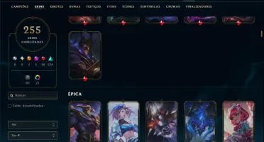 Unranked com TODOS os Champs e 255 Skins ( ADC / SUP / JG )