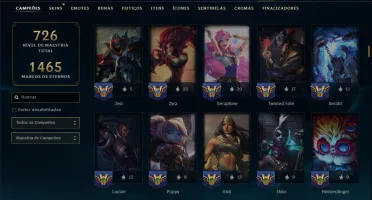 Unranked com TODOS os Champs e 255 Skins ( ADC / SUP / JG )