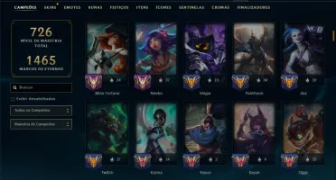 Unranked com TODOS os Champs e 255 Skins ( ADC / SUP / JG )