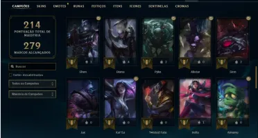 Conta platina 1 com 70 Champs e 30 Skins + 2 Fragmentos