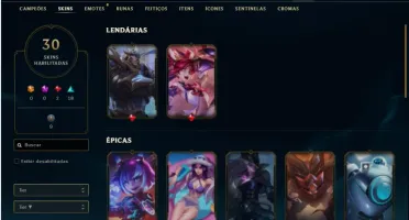 Conta platina 1 com 70 Champs e 30 Skins + 2 Fragmentos