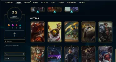 Conta platina 1 com 70 Champs e 30 Skins + 2 Fragmentos