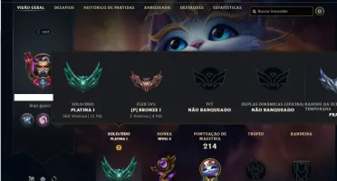 Conta platina 1 com 70 Champs e 30 Skins + 2 Fragmentos