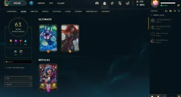 Conta LOL PLATINA 1 LV517 63 SKINS TODOS OS CAMPEÕES