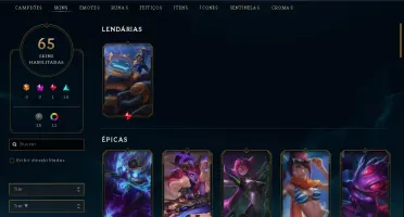 Conta LOL, todos campeões (até Viego), Ouro 2, 65 skins