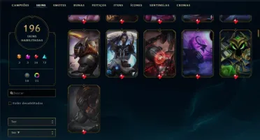 Conta League of Legends unranked, lv 199, 196 skins