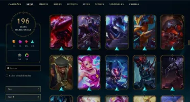 Conta League of Legends unranked, lv 199, 196 skins