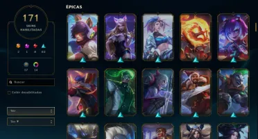 Conta de lol LVL 450+, com 171, elo platina 2 com 9 vitorias