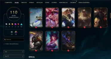 Prata 2 com TODOS os Champs e 110 Skins ( ADC / SUP )