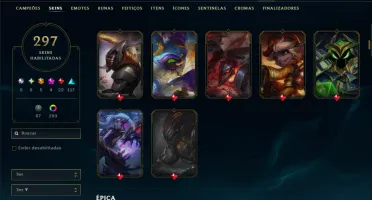 Unranked com TODOS os Champs e 297 Skins +4 Prestigios