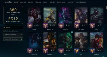 Unranked com TODOS os Champs e 297 Skins +4 Prestigios