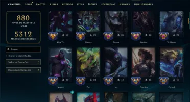 Unranked com TODOS os Champs e 297 Skins +4 Prestigios