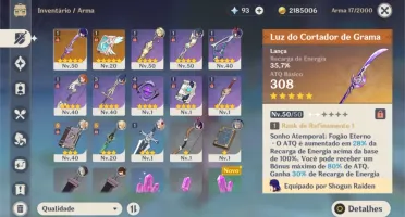 AR 32 , Baal (raiden shogun) + Luz do C.d. grama e atlas