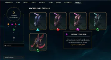Conta DIAMANTE 1 e DIAMANTE 3, (ex mestre), 9 skins,43 champ