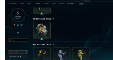 Conta League of Legends, todos os Champs, 115 skins