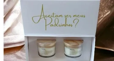Kit Caixa Convite Padrinhos Casamento com 2 Velas