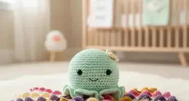 Polvo de Tentáculos Coloridos em Amigurumi