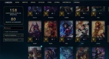 Conta ferro 1 com 40 Champs e 17 Skins + 2 Fragmentos
