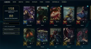 Conta ferro 1 com 40 Champs e 17 Skins + 2 Fragmentos