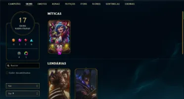 Conta ferro 1 com 40 Champs e 17 Skins + 2 Fragmentos