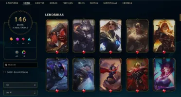 Conta lol nv 320, 146 skins (43 lagadas), 18 cromas