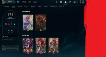 Conta De Lol Level 316 - Mmr Gold/Plat - 174 Skins