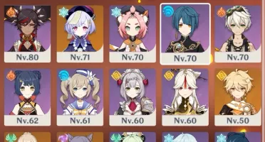 Genshin AR56,kazuha,ganyu/amos,venti,zhongli,klee,tartaglia