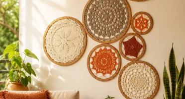 Painel de 8 Mandalas em Crochê