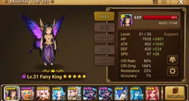 Reroll Summoners War lvl14 com Fairy King Dark - Nyx
