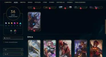 Platina 2 com 125 Champs e 36 Skins +1 Prestigio