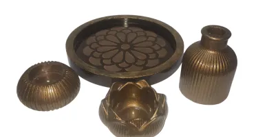 Conjunto Incensário Golden com 4 peças