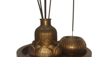 Conjunto Incensário Golden com 4 peças