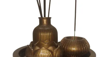Conjunto Incensário Golden com 4 peças