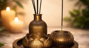 Conjunto Incensário Golden com 4 peças