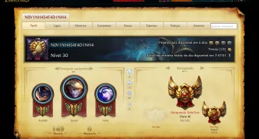 CONTA LOL - 30 CAMPEÕES + 7 SKINS + GOLD (Solo/Duo e Flex)