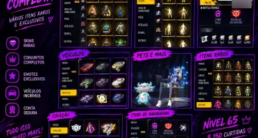 Conta free fire lvl 65