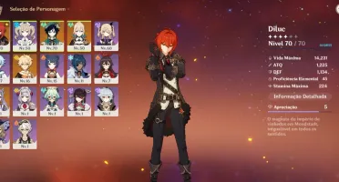 Conta Genshin Impact AR 39 Diluc, Venti, Keqing, Jean + 4*