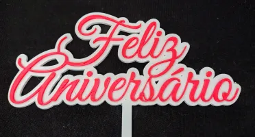 Topo de Bolo Feliz Aniversario