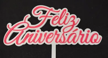 Topo de Bolo Feliz Aniversario