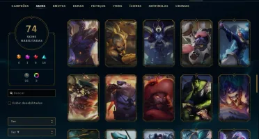 Conta Gold 4 com 74 skins e 141 champs