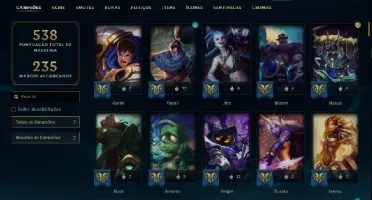 Conta Gold 4 com 74 skins e 141 champs