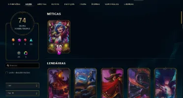 Conta Gold 4 com 74 skins e 141 champs