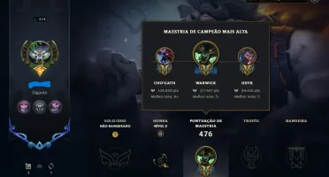 Conta LOL Nível 374 Unraked