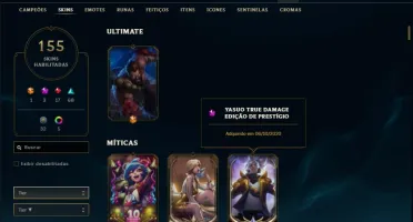 Conta platina 4 com 155 skins e 117 champs (MAIN JG)
