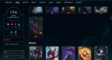 Conta Platina 4 com TODOS os champs e 156 Skins ( MAIN MID )