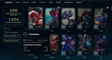 Conta Platina 4 com TODOS os champs e 156 Skins ( MAIN MID )
